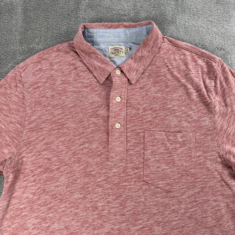 Faherty Men's Heather Pink Polo Shirt In Large